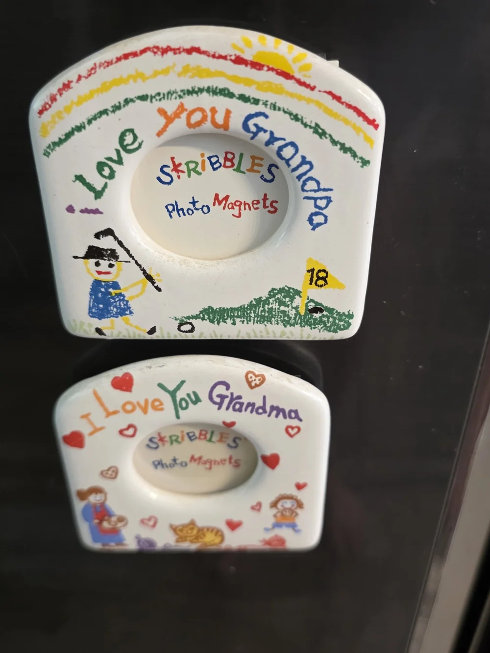 Skribbles 'I Love You Grandma/Grandpa' White Photo Magnets - Set of 2